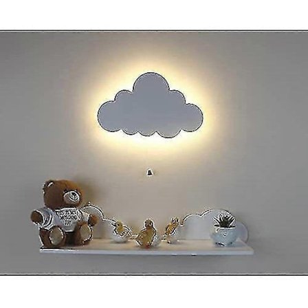 (Sky) Hvid Træ Natlampe Vægmonteret Børneværelsesbelysning - Perfekt