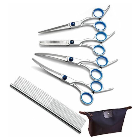 Professionella hundtrimningssaxar med säkerhetsrundade spetsar, saxar för husdjursskötsel, gallringssaxar för hundar och katter