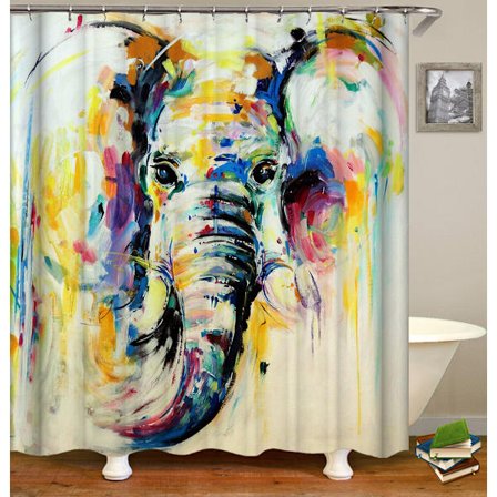 Ett set (cx175, ca 180*180cm) 3D-tryckt duschdraperi elefant vattentätt duschdraperi, Djur Duschdraperi Vattentätt Mögelsäkert Polyester F