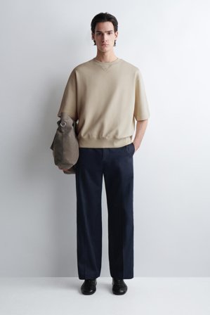 COS Men's Felpa Oversize In Cotone A Maniche Corte in Beige