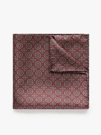 John Henric Men's Burgundy Pocket Square Size