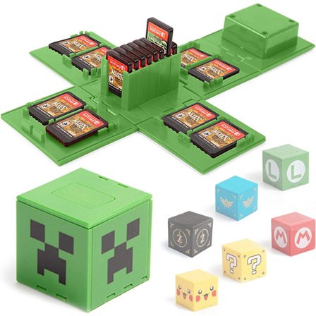 (M Vihreä) Nintendo Switch -pelien säilytyskotelo - Jopa 16 peliä