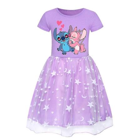 Lilo & Stitch -Painatusmekko Syntym p iv juhliin Cosplay-mekko Lahjat 3-10-vuotiaille Tyt ille -Xin Purple 7-8 Years