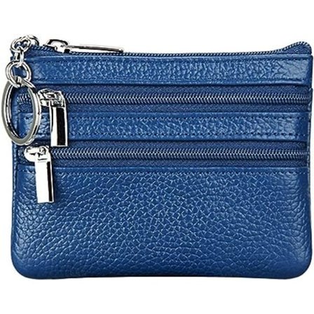 Dam lädermyntväska Mini Pouch Växelplånbok med nyckelring, Blå