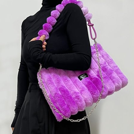 2024 Stor Kapacitet Plys Skuldertaske, Aftagelig og Justerbar Rem, Tie-Dye Plysfornemmelse, til Kvinder, Stor Taske med Lynlås