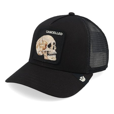 Goorin - Svart trucker Caps - The Cancelled Skull Void Black @ Hatstore