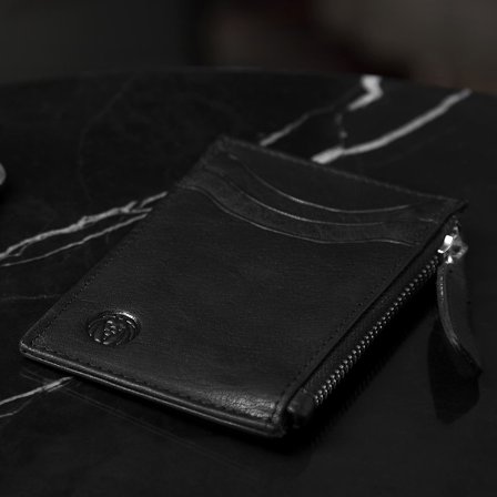 Montreal Black Leather Zip Card holder for Men - Card Holders