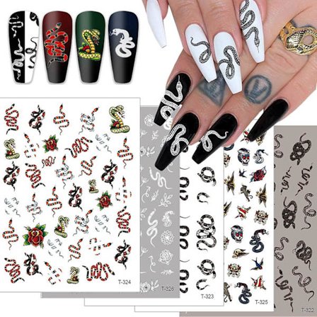 5 Ark Slange Neglekunst Klistremerker Dekaler Neglefolie Kunstforsyninger Negletilbehør Luksus Gate Mote Python Kule 3design Limende 