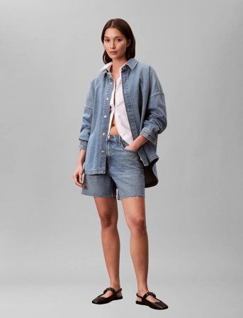 Calvin Klein Jeans Denim Boyfriend Shirt Overnight - Blue - M