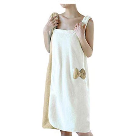 Badrock för kvinnor Handduk utan hårband Badhandduk Duschrock Frotté Morgonrock Snabbtorkande för bad Bastu Storlek M Beige