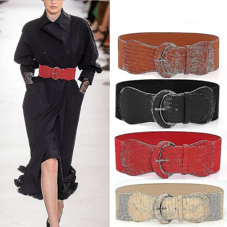 Dame midjebelte - Bredt elastisk belte - Elastisk lærbelte for kjoledekorasjon