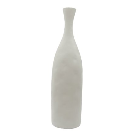 Hvid polyresinvase, 12,5x8x45 cm, høj hals