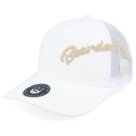 Bearded Man - White trucker Caps - Side Arch 3d Logo White A-frame Trucker @ Hatstore