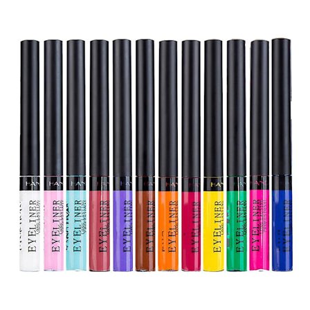 12 farger flytende eyeliner sett bærbar eyeliner penn kit glatt kvinner