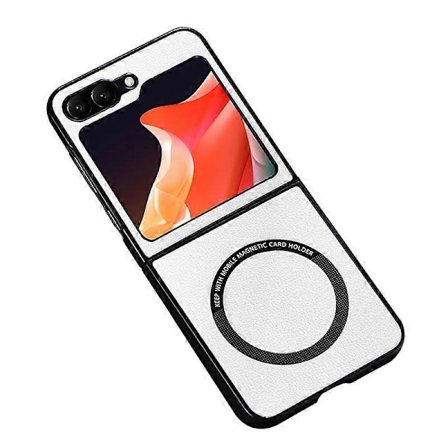 For Samsung Galaxy Z Flip5 5G Magnetisk Deksel Kompatibelt med Magsafe PU Lærbelagt PC Telefondeksel