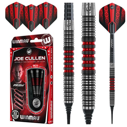 Winmau Joe Cullen Soft Tip Darts 20g/22g -Prism Red/Black Steel Tip Darts Set Professional Tungsten - 90% Tungsten