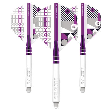 Red Dragon Darts Flights Snakebite Nitrotech Combo Peter Wright White Purple 2 Sets Medium Hardcore