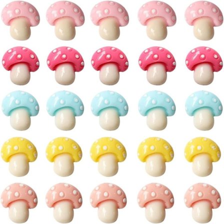 Champinjoner Charm Flatback Cabochons Röd Skivad skivad svamp