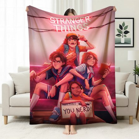 Stranger Things 5 Fleecefodrad Varm Filt, Stranger Things-tema Filt för Tupplurar, Flanellfilt, Specialtillverkad