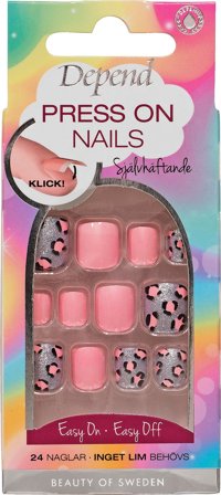 Depend Press On Nails Pink Leopard, Makeup, Kunstige Negle Og Tilbehør, Kunstige Negle