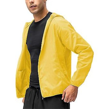 Lätt Herr Casual Jacka Combat Utomhus Vandring Huva Kappa Överdelar-r (XL Gul)