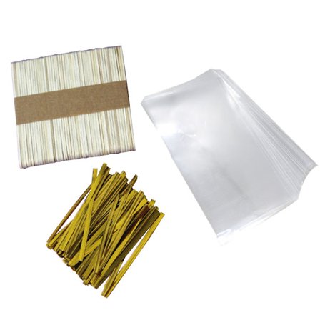 Sæt med 300 plastik-drejebånd, ispind, engangs-ispose, selvklæbende ispose, DIY-emballageværktøj