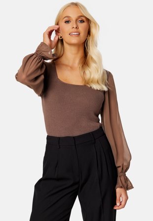 ONLY Violetta L/S Square Pullover Coffee Quartz Detail Klær