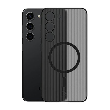 Samsung Galaxy S23 Mobilskal Korrugerad med Magnet Rvelon - Svart