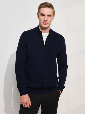 MATCH - Manzini ullcardigan - Mario Conti - Herre - Gensere & Cardigans - Blå - M - 100% ull-merino