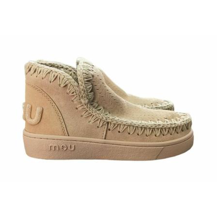 Mou, Sneakers Monochrome Glitter Logo Beige, Dames, Maat:38 EU