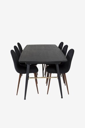 Venture Home - Spisegruppe Gold med 6 stk spisestoler Polar - Svart - Spisegruppe 6 personer - Fra Homeroom
