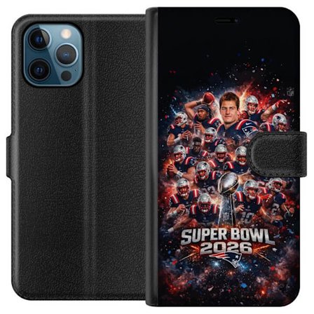 Yhteensopiva Lompakkokotelo Apple iPhone 12 Pro Super Bowl 2026 juliste, jossa New England Patriots ja NFL-mestaruuspalkinto räjähtävän urheilullisess