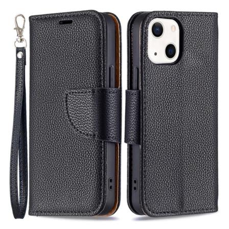 Iphone 13 Mini Premium Litchi Plånbok - Svart Svart