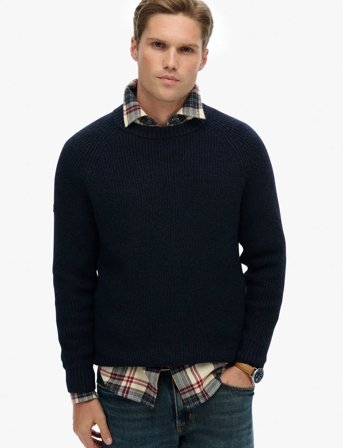 Superdry Chunky Raglan Jumper - Navy - XXXL