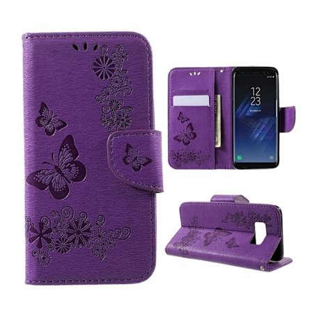 Butterfly läder Samsung Galaxy S8 fodral - Lila