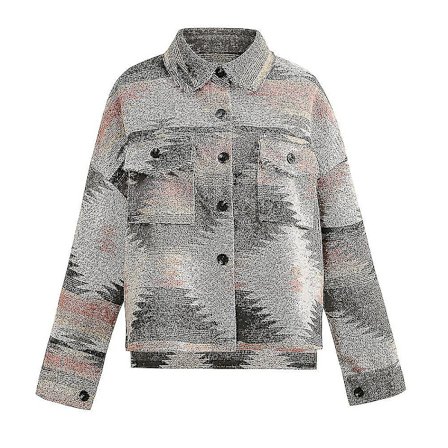 Dam vintage skjorta Aztec Print långärmad jacka Button Down Lapel Loose Coat