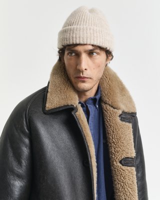 GANT - Ribbet lue i alpakkaullblanding til herre seed melange