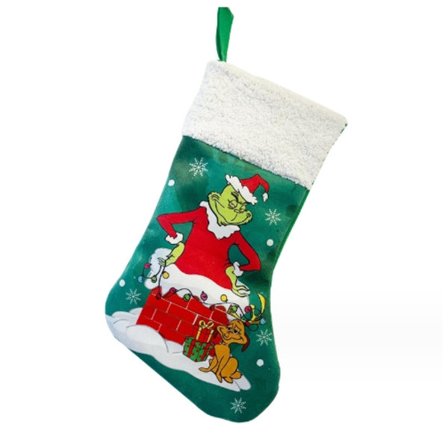 35 cm jul strikket trykk skjøte Grinch grønn monster julestrømper julepynt