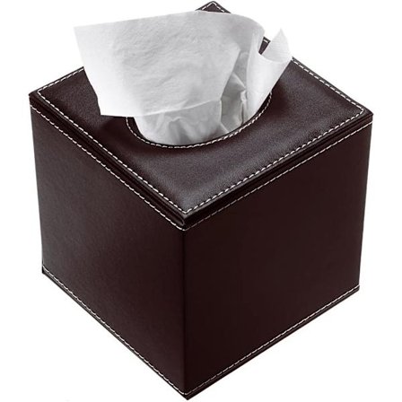 Rektangulær Vævsæske i Kaffe Farvet PU Læder