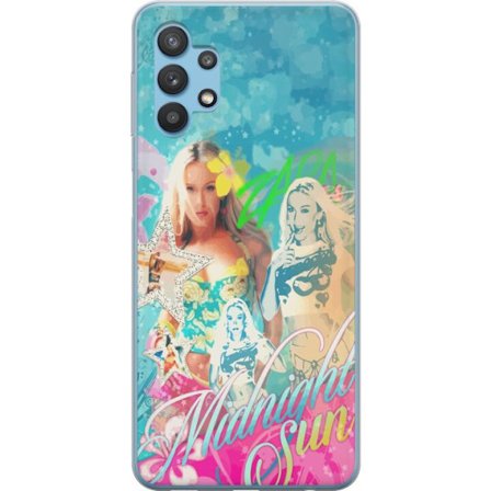 Yhteensopiva Puhelinkuori Samsung Galaxy A32 5G Seikkailumaailma Steve, Creeper ja eläimillä värikkäässä palikkagrafiikassa