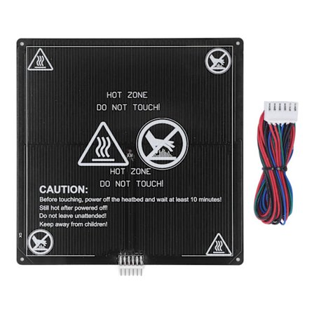 3D-skriver oppvarmet seng 220x220mm 3mm tykk aluminium DC12V varm seng med 90cm ledning