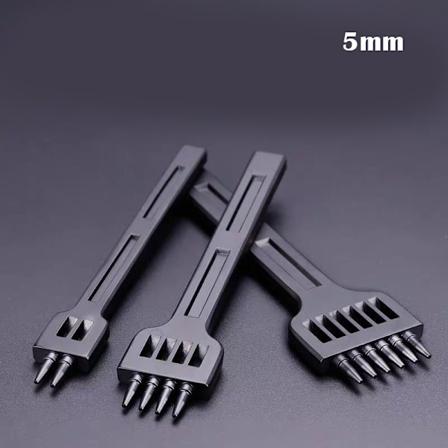 3 stk Lærstansverktøy 4/5/6MM Sett 2/4/6 Runde Rader Legert Stål Pitch Puncher for DIY Håndverk 5mm Set