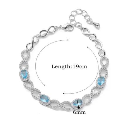 Blå zirkon ihåligt armband för kvinnor Rostfritt stål guldpläterade kedjearmband Eleganta estetiska smycken present till flickvänner 20cm B1433P