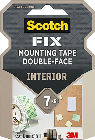 SCOTCH MONTERINGSTAPE INNENDØRS 19MMX1,5M 7KG
