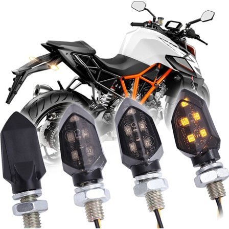 4-pack Mini LED Blinkers för Motorcykel, Vattentäta, Godkända Fram och Bak Blinkers, Universal 12V, Kompatibla med Harley Kawasaki Yamaha