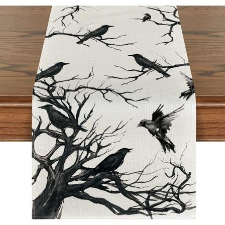 2025 Senaste Modell Halloween Bordslöpare, Grenar Höst Kök Matbord Dekoration för Utomhus Hemfest 33x183 cm Beige 33 cm x 183 cm