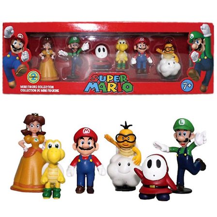 Presentförpackning Super Mario Series 6 st Actionfigurer Barnleksaker Mario Luigi Yoshi Peach Donkey Kong Figurer Dockkollektion Modell Pojkar Flickor