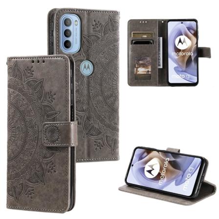 Skalo Moto G31 / G41 Mandala Plånboksfodral - Grå Grå