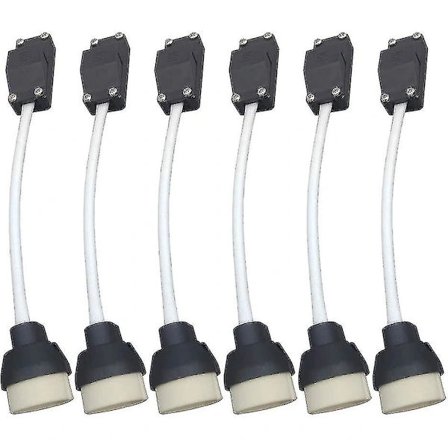 (6-pakning) GU10 Lampeholder Keramisk Base Og Koblingsblokk/bro Med Kabel Og Isolasjonsbeskyttelse - Lampesokkelkontaktadapter For LED Og Halogen