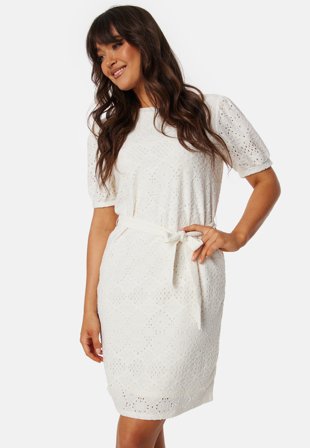 Object Collectors Item - Objfeodora S/S short dress - Cloud Dancer - Kläder - - Bubbleroom